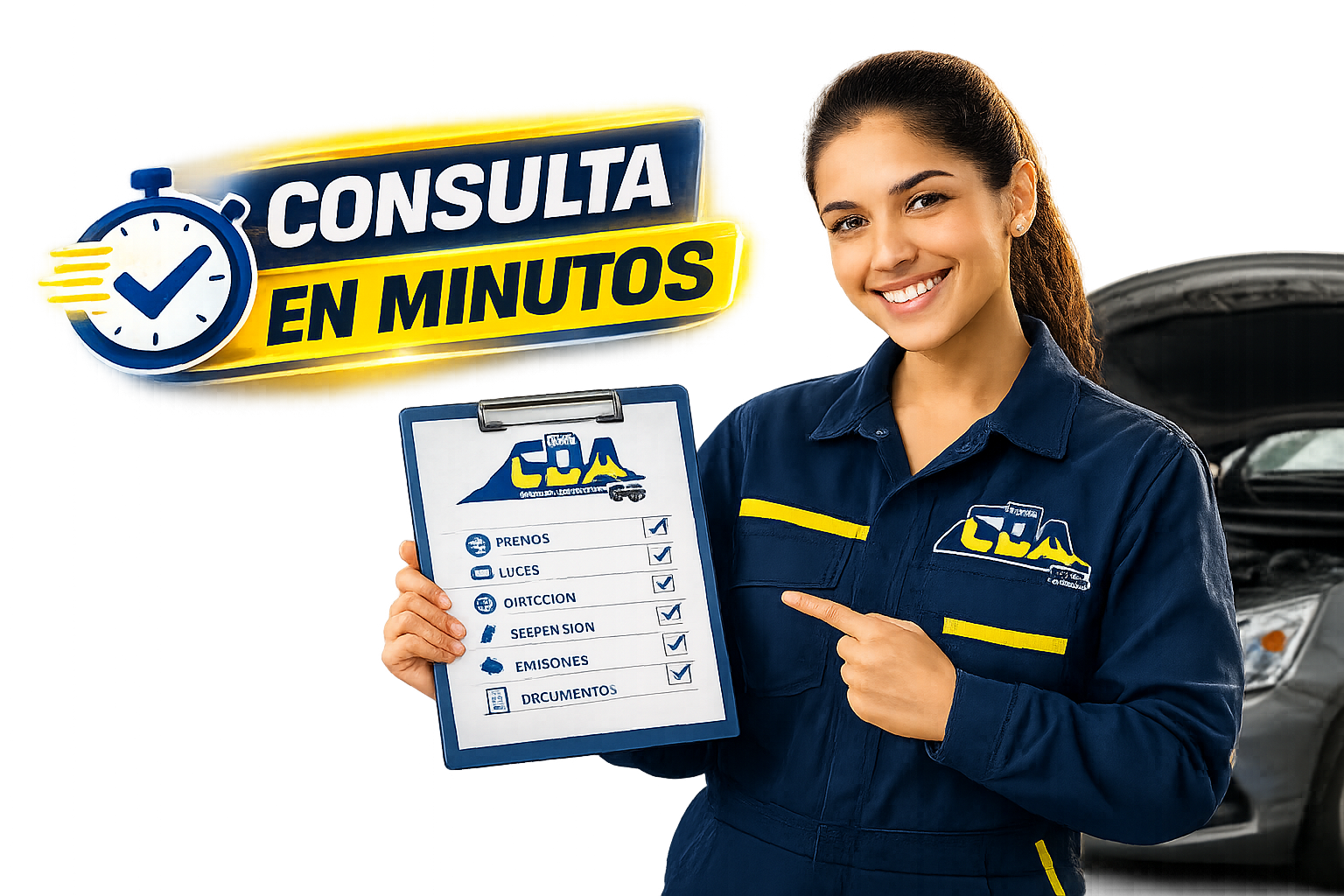 Mecánico realizando revisión técnico mecánica